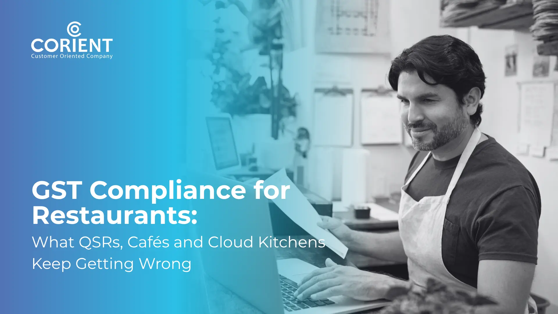 Restaurant owner reviewing GST compliance records and POS sales reports